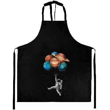 Discover Astronaut Floating with Planets Balloons in Space Aprons