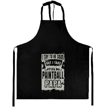 Discover paintball papa, black and grey Aprons