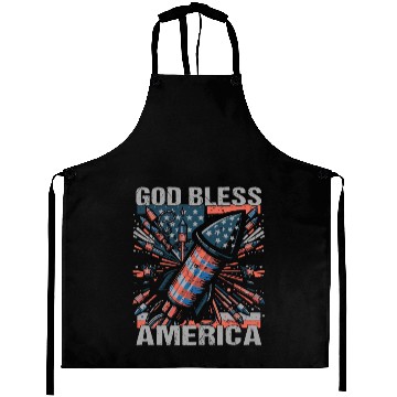 Discover God Bless America Retro US Flag Funny Fireworks Aprons