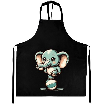 Discover cute cartoon elephant on exercise ball Aprons
