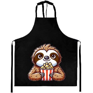 Discover Funny sloth popcorn cinema movie Aprons