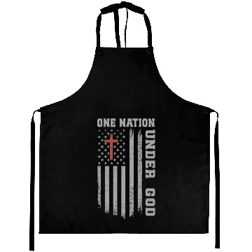 Discover One Nation Under God US Flag Christian 4th of July Aprons