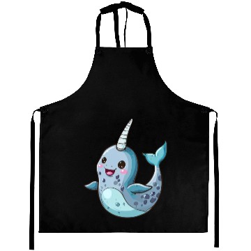 Discover Adorable Narwhal Cartoon Enchantment Aprons
