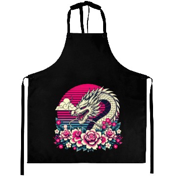 Discover Tokyo Asian Dragon Vintage Style 80s Retro Japanes Aprons