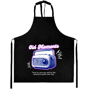 Discover Lilac Black Halftone Radio Portrait Aprons
