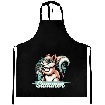 Discover Cute cartoon squirrel enjoying the summer Aprons