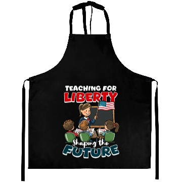 Discover Patriotic Teacher Teaching Liberty Shaping Future Aprons
