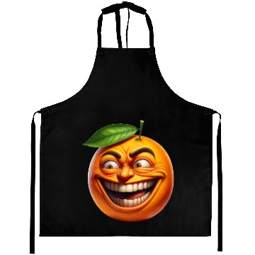 Discover Crazy Orange a Comically Exaggerated Face Aprons