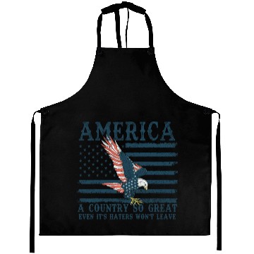 Discover It's Haters Won't Leave Retro US Flag Eagle Merica Aprons