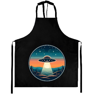 Discover Retro Vintage UFO at Sunset Aprons