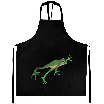 Discover Green Frog Smiling and Jumping Aprons