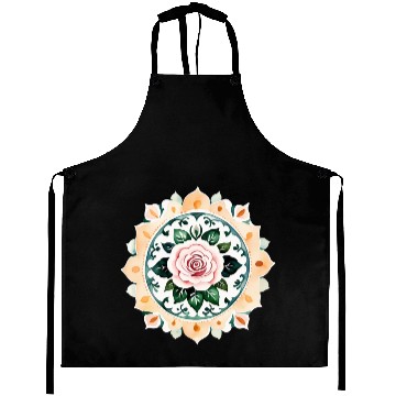 Discover Zen Watercolor Rose Mandala Aprons