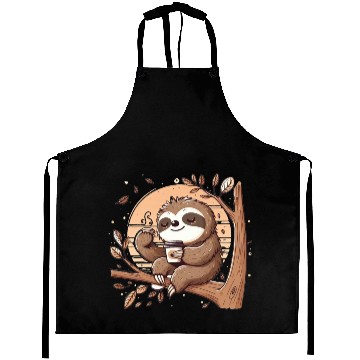 Discover Sloth Drinking Coffee Aprons