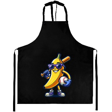Discover Banana Playing Baseball Fruit Lover Baseball Playe Aprons