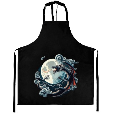Discover Mystical Dragon and Moon - Celestial Fantasy Aprons