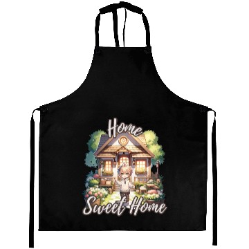 Discover Home Sweet Home House Cabinand Person Waving 1 Aprons