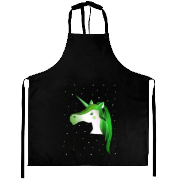 Discover green unicorn with stars Aprons