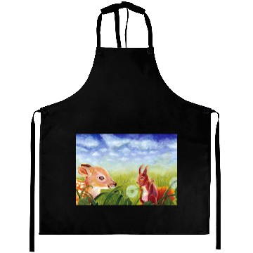 Discover Little Fawn & Squirrel Illustration Aprons