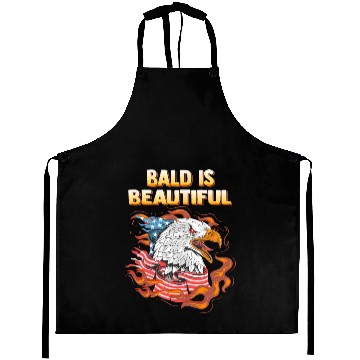 Discover Bald Is Beautiful US Flag Eagle 4th Of July Funny Aprons