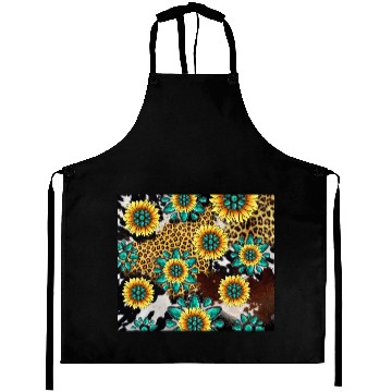 Discover Turquoise Gemstone Sunflowers Leopard Cowhide Aprons