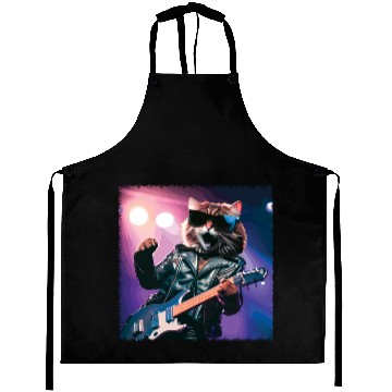 Discover Funny Cat Plays Guitar Instruments Cute Concert Aprons