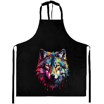 Discover Big Colorful Wolf Aprons