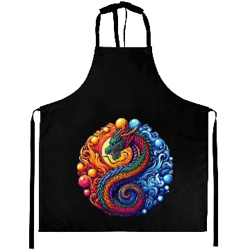 Discover Vibrant Yin Yang Dragon Aprons
