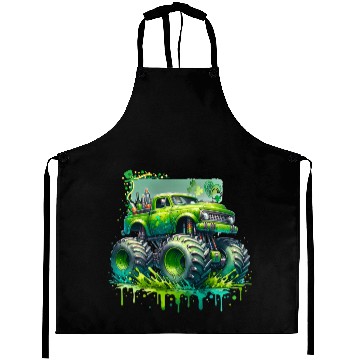 Discover Monster Truck Shamrock Aprons