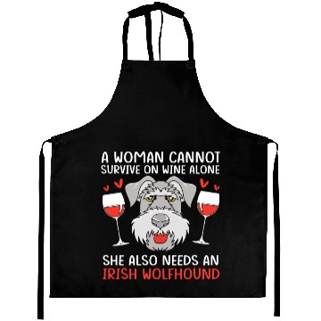 Discover Irish Wolfhound Pet Owner Dog Mother Wine Lover Aprons