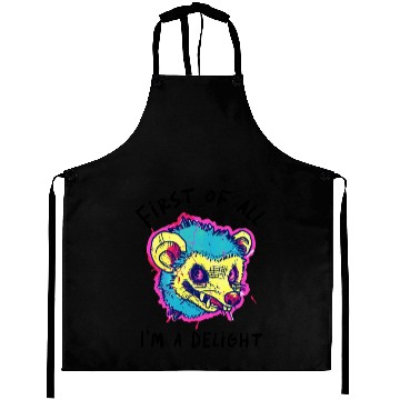 Discover Funny Opossum First of All I'm a Delight Humor Aprons