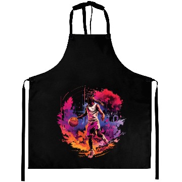 Discover Basketball Player Surrounded by Sunset, Artwork Aprons