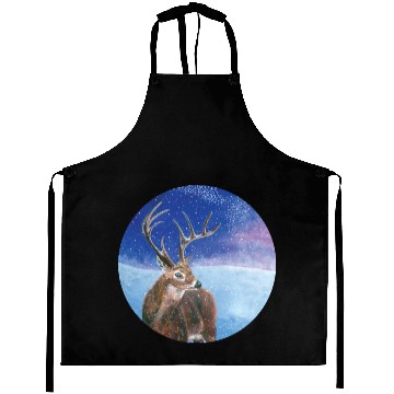 Discover The Red Deer in Winter Illustration Aprons