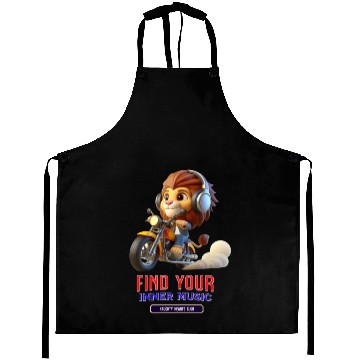 Discover lion driving a motorcycle Aprons