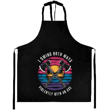 Discover Bisexual I Swing Both Ways Axe Funny Bi Pride Flag Aprons
