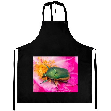 Discover Green Figeater Beetle On Pink Flower Aprons