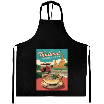 Discover Funny Vintage Travel Thailand Humor Retro Graphic Aprons
