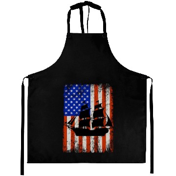 Discover Retro Pirate Ship American Flag Aprons