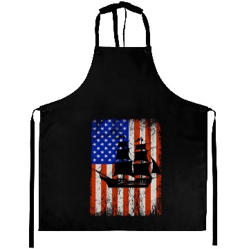 Discover Stars, Stripes & Pirate Ship American Flag Aprons