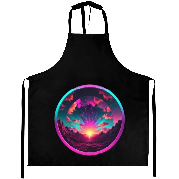 Discover Synthwave Colorful Cosmos Design inside Circle Aprons