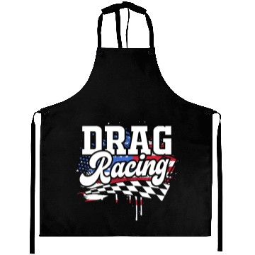 Discover Racetrack Car Racing Lover US Flag Drag Racing Aprons
