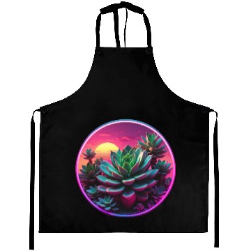 Discover Synthwave Succulent Art Aprons