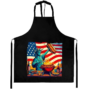 Discover Nostalgic American BBQ Design Lady Liberty BBQ Aprons