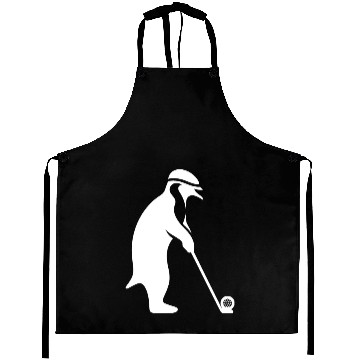 Discover Penguin playing golf cartoon golfer funny Aprons