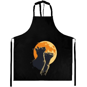 Discover Charming Cat Duo with Moon for a Cat Lover Aprons