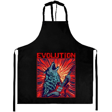Discover Wolf Playing Guitar Rockstar Red Guitar Aprons