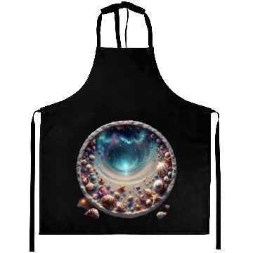 Discover Ocean Meets the Shore inside a circle design Aprons