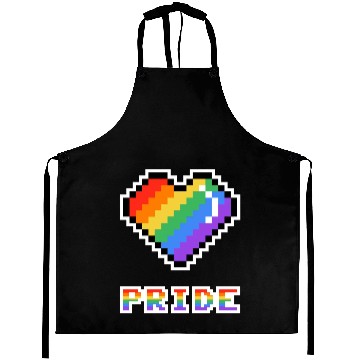 Discover Pixel heart Pride rainbow colored Aprons