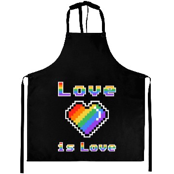 Discover Pixel heart Love is Love rainbow colored Aprons