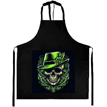 Discover green skeleton in neonic style Aprons