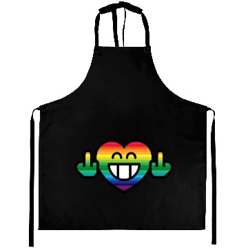 Discover Emoticon Grin Rainbow Heart with Stinkfingers Aprons